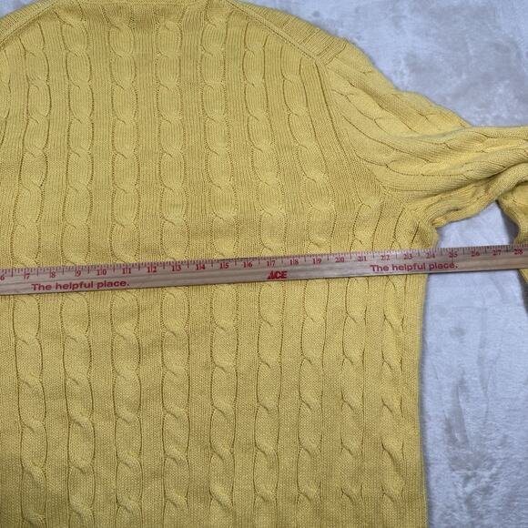 Polo Ralph Lauren Sweater Mens Size XL Yellow Cable Knit Fisherman Chunky Jumper - Picture 5 of 7